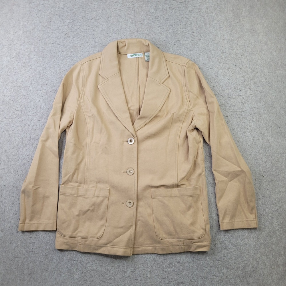 ORVIS Women's Tan Beige Nylon Blazer Sz MP Stretch Breathable Career Outdoor